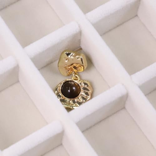 Wudygirl 24 Grid Jewelry Box Velvet Jewelry Organizer with Clear Lid Ring Holder for Drawers Earring Holder Organizer Ring Storage Jewelry Display Case for Women Girls (Beige) - style: Black Beige 24 Grid
