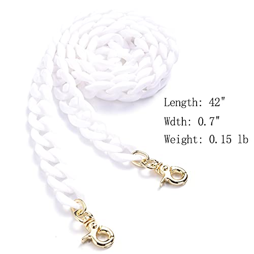 Aumey Clear White Black Brown Acrylic Chain Clutch Purse Strap Handles Bag Handbag Purse Replacement Chains 40 Inches - color: White