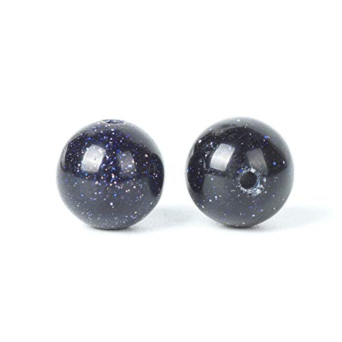 100Pcs Natural Stone 6mm Blue Sand Stone Round Loose Gemstone Energy Healing Beads Hole Size 1mm DIY Smooth Beads for Bracelet Necklace Earrings Jewelry Making - color: Blue Sand Stone, size: 6mm