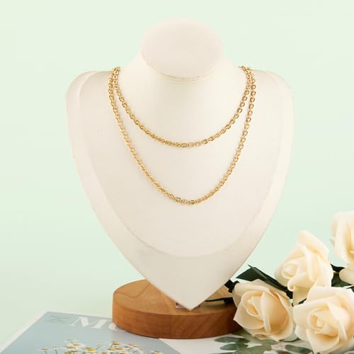 KYUNHOO 16.4 Feet Gold Chain for Jewelry Making Embossed Circle Chains on Spool Gold Plated Stainless Steel Chain Necklace with Lobster Clasps and Jump Rings for DIY Bracelet Earring - color: Oval Gold