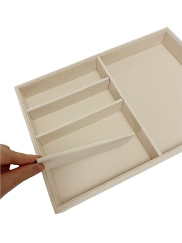 Large Beige Premium Quality Velvet Jewelry Display Box Tray Stackable Practical Trade Show Home Store Glasses Accessories (Multifunction Jewelry Tray) - color: Multifunction Jewelry Tray