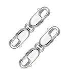 925 Sterling Silver Double Lobster Clasp Bracelet Extender Necklace Clasps and Closures Sterling Silver Bracelet Extension Clasps for Jewelry Making（2pcs） - color: C-White Gold