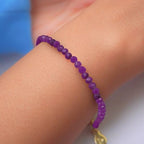 Faceted Bracelet for Women, Certified 925 Sterling Silver with 18K Gold Vermeil Healing Crystal Bracelets for Women - Crystals and Healing Stone Bracelet Women Jewelry for Gift - color: Ruby