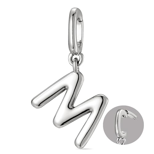 OVRUNS Initial Charm for Women,Letter Bracelet Necklace Charms Alphabet Pendant Charms With Clasp - color: Silver, style: Letter M