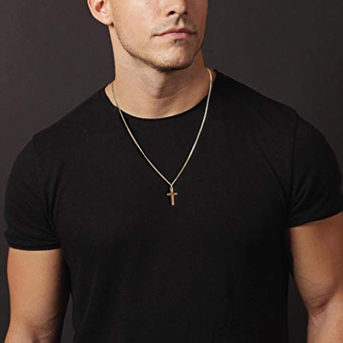 Joxevyia Cross Necklace for 14K Gold Filled Stainless Steel Small Cross Pendant with Cuban Chain Necklace Simple Faith Jewelry Christmas Gift for Men Women 16-24 Inches - size: 22 inches, style: gold cross necklace 0.8"*0.4"