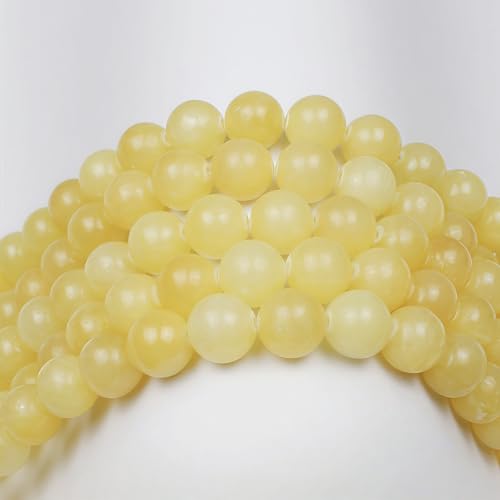 MJDCB Stone Beads Yellow Jade Round Loose Beads for Jewelry Making DIY Bracelet Necklace 4mm - color: Yellow Marble Jade, size: 4mm