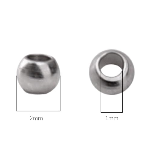 304 Stainless Steel Round Beads 2.0mm 400pcs Spacer Beads for Jewelry DIY Making and Repairing - size: 2.0mm