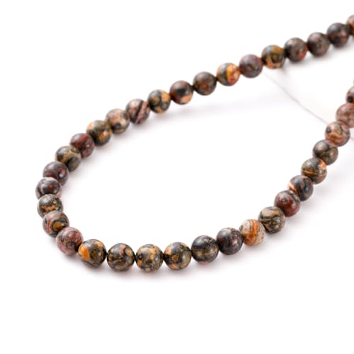 6mm 60pcs DIY Natural Leopard Skin Jasper Stone Beads Round Healing Crystal Gemstone Loose Beads for Jewelry Making Handmade Bracelet Necklace - color: Leopard Skin Jasper, size: 6mm