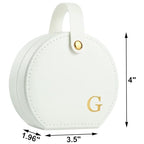 Travel Jewelry Case, Elegant Half-Moon Design with Golden Accents, Detachable Handle, White Personalized Accessory Organizer, Fashion-Forward Gift for Women and Teens(G) - style: G