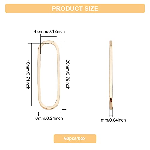 BENECREAT 60 PCS Real 18k Gold Plated Brass Connecting Rings, 0.8 Inch Oval Brass Plated Gold Jewelry Connecting Rings for Bracelets, Necklaces Jewelry Making - color: Oval