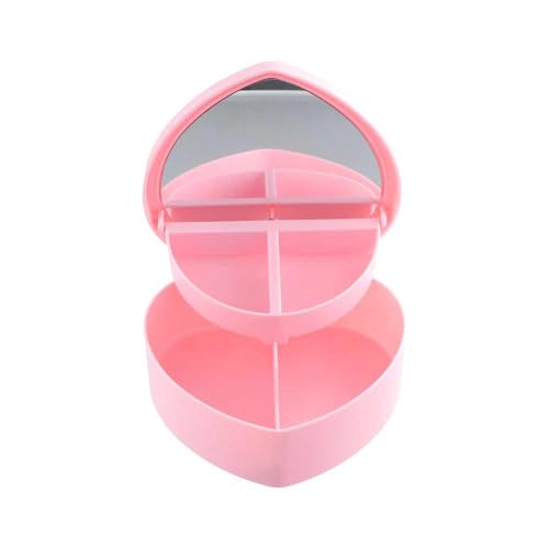 Vctitil 3 Pcs Heart shaped Jewelry Box - 2 Layer Jewelry Boxes with Mirror,Jewelry Storage Organizer,Jewelry Display Case,Desktop Organizer For Girls