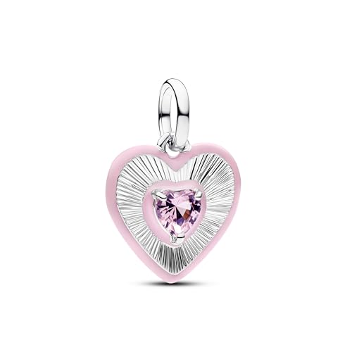 Mother Heart Charms for Bracelets Love Mom Flowers Charm Jewellery for Women - style: Heart Pink