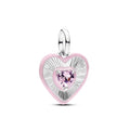 Mother Heart Charms for Bracelets Love Mom Flowers Charm Jewellery for Women - style: Heart Pink