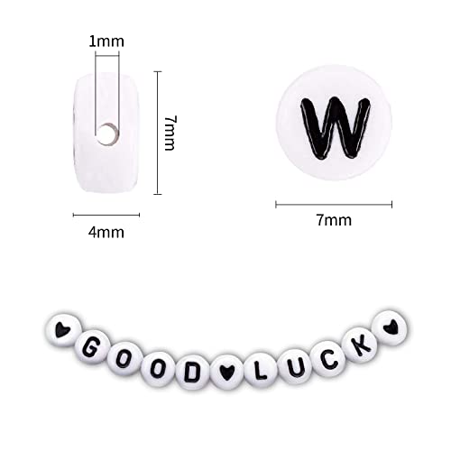 1400pcs Letter Beads, 4x7 mm Acrylic Alphabet Beads, Beads for Jewelry and Bracelet Making, in 28 Grid Box (White and Black) - color: White Beads Black Letter
