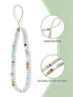 Semi-Precious Gem Stones Beaded Phone Charm Cell Phone Lanyard Wrist Strap Handmade Natural Gemstone Phone Chain string - color: Amazonite