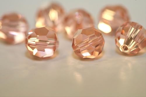 100pcs Adabele Austrian 4mm (0.16 Inch) Small Faceted Loose Round Crystal Beads Light Padparadscha Pink Compatible with 5000 Swarovski Crystals Preciosa SS2R-430 - color: Light Padparadscha/Pink, size: 4mm Small (100pcs)