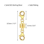 Magnetic Necklace Clasps and Closures 14K Gold Plated 925 Sterling Silver Double Lobster Clasp Magnetic Jewelry Clasps for Necklaces Bracelet - color: C-14K Gold