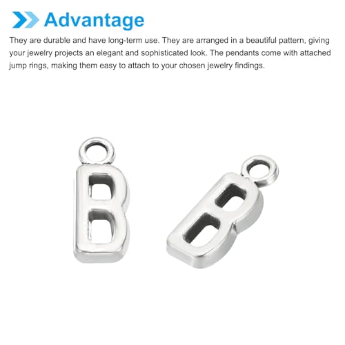 PATIKIL Letter Charm, 50pcs Alphabet Initial Pendant Charm Bulk DIY for Jewelry Making Bracelets Earrings Necklace - style: B