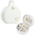 Travel Jewelry Case, Elegant Half-Moon Design with Golden Accents, Detachable Handle, White Personalized Accessory Organizer, Fashion-Forward Gift for Women and Teens(C) - style: C