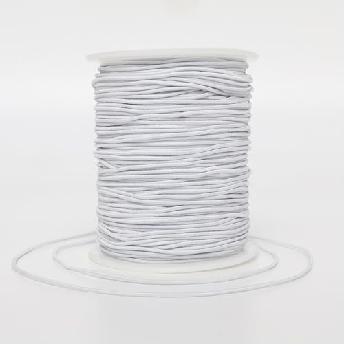 LUSTEMBER Elastic String for Bracelets, 1 mm x 110 Yards Sturdy Stretchy Elastic Cord for Jewelry Making, Necklaces, Beading - White - size: White