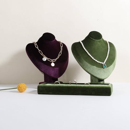 Velvet Necklace display stand for Selling, Jewelry Bust Mannequin for Show, Small Necklace Holder Stand【Purple】 - color: Purple