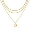 LANE WOODS Gold Plated Necklaces for Women - Multilayer Coin Medallion Pendant Necklace Adjustable Layering Choker Necklaces Chain Set Jewelry - style: Elegant, Modern