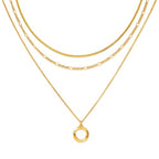 LANE WOODS Gold Plated Necklaces for Women - Multilayer Coin Medallion Pendant Necklace Adjustable Layering Choker Necklaces Chain Set Jewelry - style: Elegant, Modern