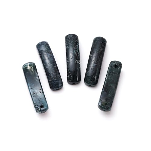 5PCS Natural Indian Agate Stone Rectangle Curved Beads Gemstone Pendants Connectors for DIY Bracelet Neclace Jewelry Making - color: Indian Agate