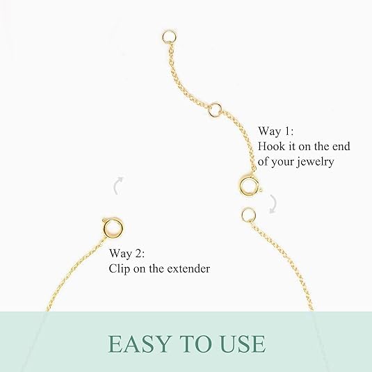 14K Gold Chain Extender for Women, Yellow Gold/White Gold/Rose Gold Adjustable Gold Necklace Anklet EXtension Chain, Available in 2/3/4 Inch - color: Yellow Gold, size: 2 Inch