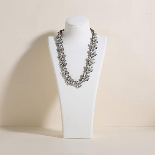 GemeShou White necklace storage organizer for sale, Velvet necklace holder stand, jewelry bust display stands, Jewelry Mannequin for Countertop, Showcase【White-Large height 12.4 inch】 - color: White, size: Large