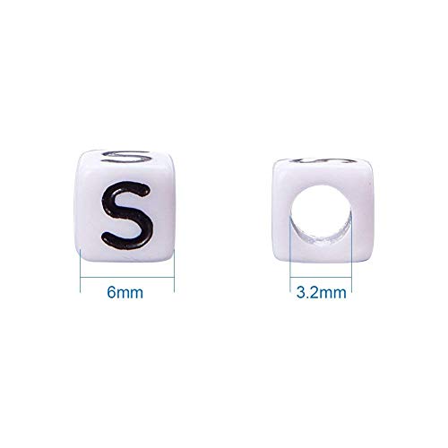 FASHEWELRY 300Pcs Cube White Acrylic Letter Beads 6x6mm Alphabet A-Z Spacer Beads for DIY Bracelet Necklace Jewelry Making - color: Mixed Letters, size: 6x6x6mm