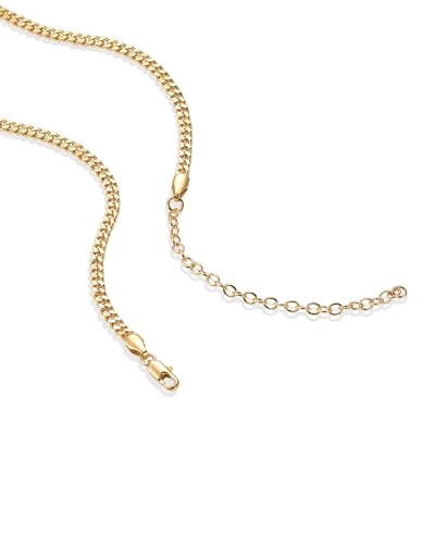 PAVOI 14K Gold Plated Curb Paperclip Box Sphere Bead Snake Herringbone and Figaro Chain Adjustable Necklace - style: Curb