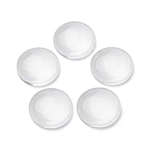 Craftdady 200Pcs Transparent Glass Cabochons 14.5~15mm Clear Glass Flat Back Dome Tile Half Round Cabochon Covers for Photo Pendant Jewelry Making - color: Transparent Clear, size: 15mm Round