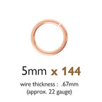 The Beadsmith Open Jump Rings – 5mm, Rose Gold Plated, 21-Gauge (0.84mm) Wire Thickness, 144 Pieces – Findings for Making Keychains, Charms, Chain Mail and Body Jewelry - color: Rose Gold, size: 5mm - 19 Gauge