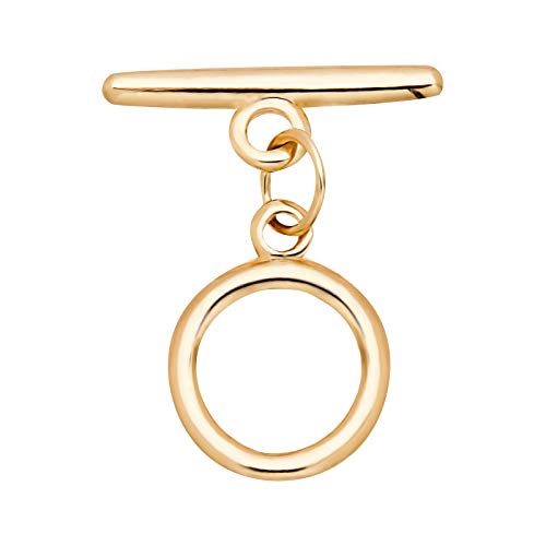 BENECREAT 10 Sets 18K Gold Plated Brass Toggle Clasps Flat Round Toggle Clasps Connectors(Ring: 13x1.5mm) for Necklace Bracelet Jewelry Making - color: Flat Round, size: 13mm