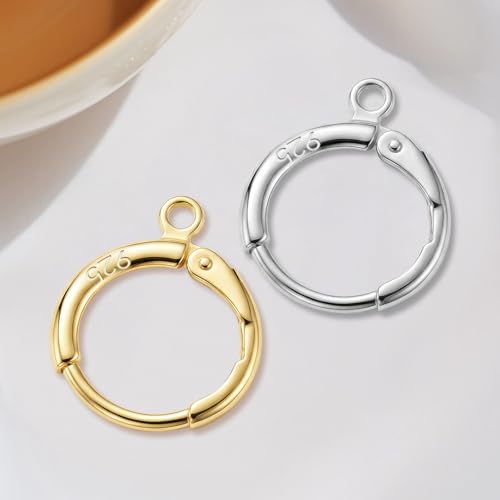 JUNCHONG 12Pcs Earring Hooks, Round Small Huggie Hoop with Loop Ear Leverback Hooks, Hypoallergenic 14mmx2mm Earring Findings for Jewelry Making, Gold - color: Gold