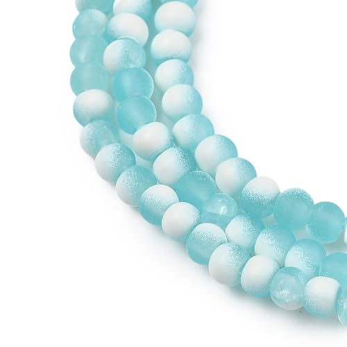 KISSITTY 50pcs Matte Beads Gradient Color Glass Frosted Crystal 6mm Rondelle Pale Turquoise Bead Center Drilled Loose Craft Beads for Jewelry Making Earring Bracelet Necklace DIY Crafts - color: Pale Turquoise