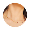 Dainty Gold Necklace for Women,Trendy 18k Gold Vermeil Sterling Silver Choker Necklace Thin Beaded Choker Necklaces Womens Simple Jewelry Gift for Valentines Day - color: January - Garnet
