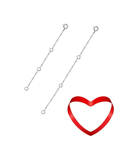 Dorella Sterling Silver Necklace Extenders Chain Set of 2 Pcs Pack 2" and 5" or 3" and 4" - Solid 925 Sterling Silver Fine Chain Dainty Durable Adjustable - color: B Sterling Silver 4" + 3" Rolo Chain Necklace Extender
