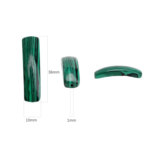 BEADIA Natural Curved Malachite Stone Beads 36x10mm 4pcs for DIY Bracelet Jewelry Making - color: Malachite