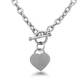 High Polished Stainless Steel Heart Charm Cable Chain Necklace with Toggle Clasp Silver Length 16"- 25" - size: 23 inch