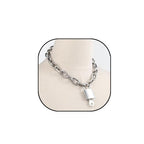 Heavy Chunky Stainless Steel Lock Necklace punk gothic Padlock Choker Chain for Men Jewelry - size: 17.8, style: 4MM