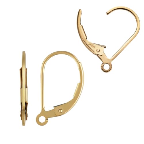 2pcs Adabele Real 1/20 14K Gold Filled Strong Leverback Earring Hooks Open Ring Ear Wire Non Tarnish for DIY Earrings Jewelry Making JK1-G - color: 14K Gold Filled, size: 16mm Hook (Open ring) - 2pcs