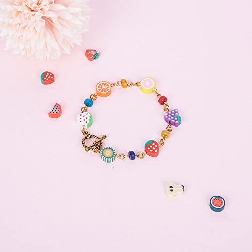 50PCS Handmade Polymer Clay Beads Mixed Fruit Shape Loose Beads Mixed Color Spacer Beads for DIY Jewelry Making Hole 1.5mm - color: 50pcs # Mixed Fruit Shape