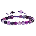 ANAYA AGATE Energy Protection Crystal Handmade Adjustable Bead Bracelet Perfect for Men, Women’s Christmas Gift - Gemstone Healing Stretch Bracelet Pulsera Para Hombre Mujer Stocking Stuffer - color: Lace Agate Purple