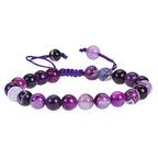 ANAYA AGATE Energy Protection Crystal Handmade Adjustable Bead Bracelet Perfect for Men, Women’s Christmas Gift - Gemstone Healing Stretch Bracelet Pulsera Para Hombre Mujer Stocking Stuffer - color: Lace Agate Purple