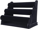 ChezMax Triple Tier Jewery Display Removable Bracelet Holder Jewelry Stand Necklace Stand Jewelry Towers and Watch Holder for Home Organization - color: B- Black Velvet