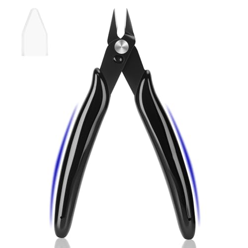 5 Inch Flush Cutters, 1 Pack Micro Wire Cutters, Sharp Zip Tie Cutter, Precision Wire Cutters for Crafting, Jewelry Making, Plastic Models, 3D Print, Electronics, Floral - color: Black ( 1 Pack )