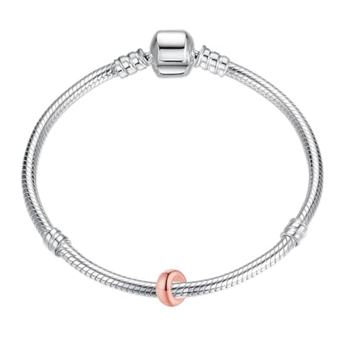 Clip Stopper Charms Sterling Silver Rondelle Spacer Bead for Bracelets (Silver) - color: Rose gold-6pcs