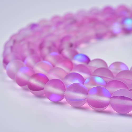 60PCS 6mm Natural Light Purple Mystic Aura Quartz Gemstone Frosted Matte Titanium Round Loose Spacer Beads 15 inch Full Strand Crystal Healing Power Quartz - color: Light Purple Mystic Aura, size: 6mm